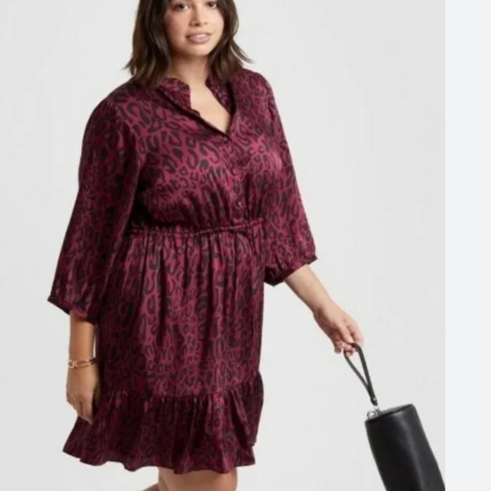 Rebecca Minkoff Animal Print Women Plus Size Dress 1X NEW Ollie sleeves